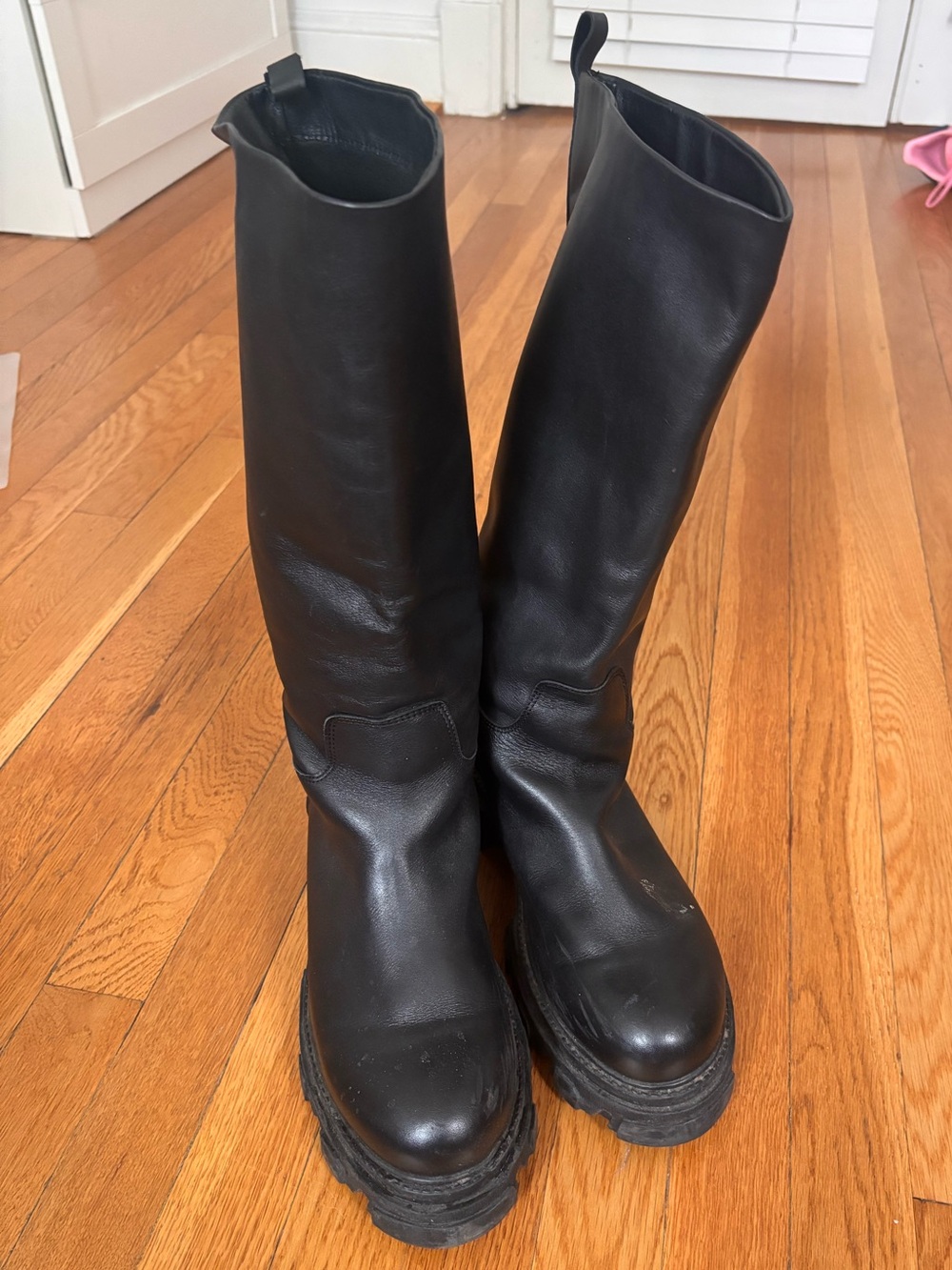 Black Steve Madden wide calf knee high boot